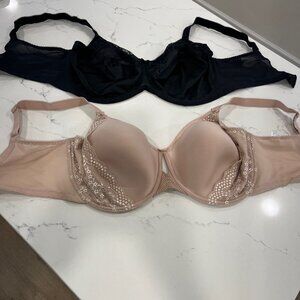 Bundle 2 Elomi Women's bras Nutral and Black with Lace Size 40K